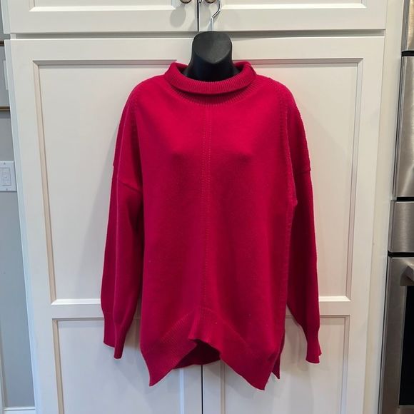 Anthropologie Sweaters - MAEVE BY ANTHROPOLOGIE XL Bold Pink Cowl Neck Classic Sweater Comfy Cozy Cute